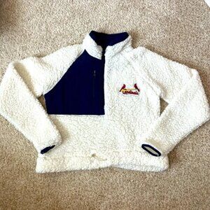 Antigua STL Cardinals Sherpa Fleece Pullover Sweater Women’s Small White -NWOT